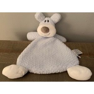 Nat & Jules Blue Puppy Plush Dog Lovey Baby Security Blanket Rattle Triangle 14"